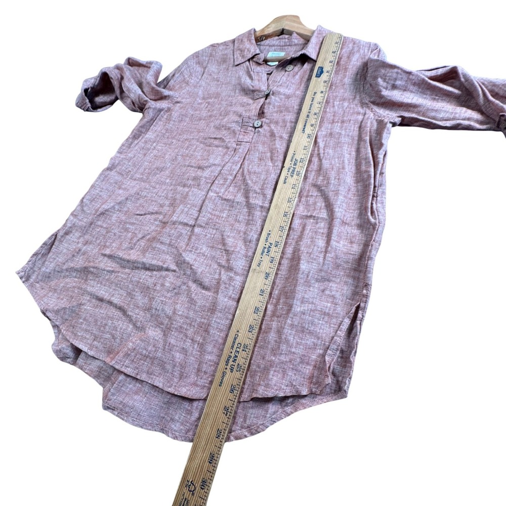 Sigrid Olsen Linen Tunic Womens S Coral Pink Coastal Chic Roll Tab Sleeve - Picture 7 of 8